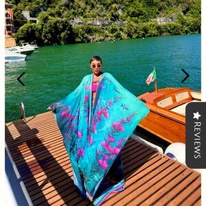 Turquoise and pink silk kaftan #saisankoh